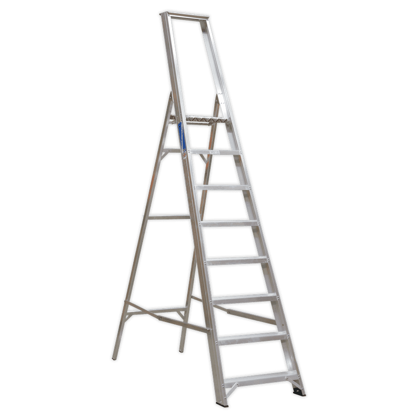 Aluminium Step Ladder 8-Tread Industrial BS 2037/1 - UK Tool Store